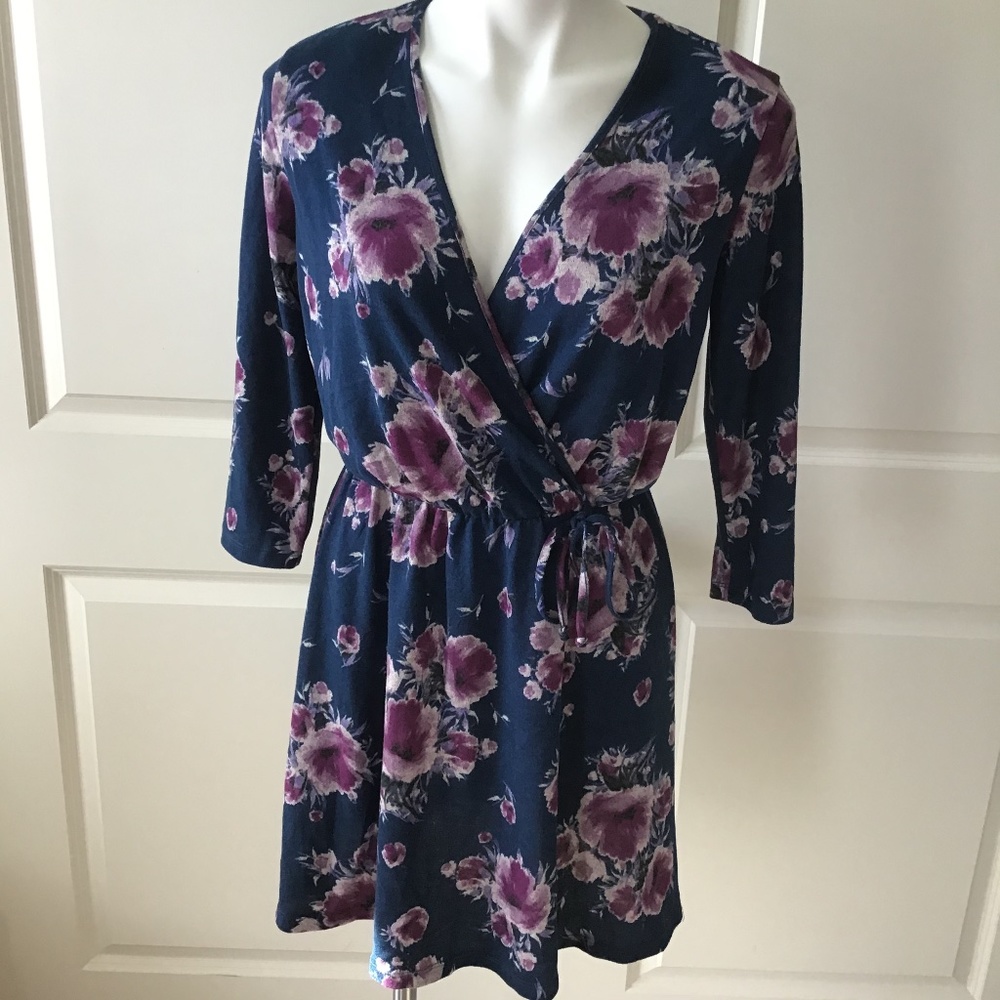 Charming Charlie faux wrap floral dress small
